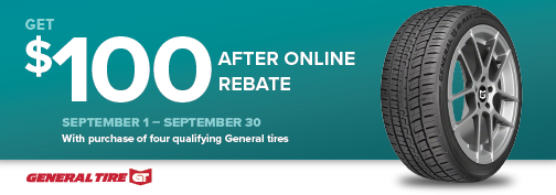 General 4 Tire $100 Visa Prepaid Card between 09/1/2024 through 10/31/2024